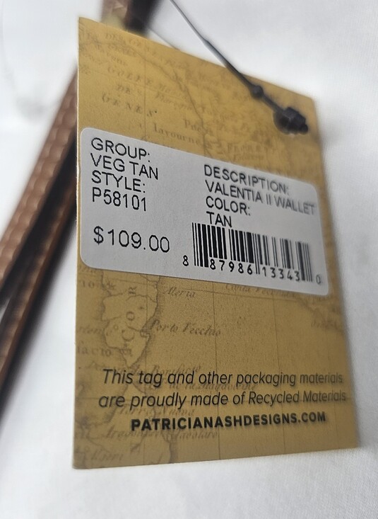 Patricia Nash Valentia II RFID Bifold Magnetic Snap Wallet Wristlet Tan NWT $109 - Picture 7 of 8